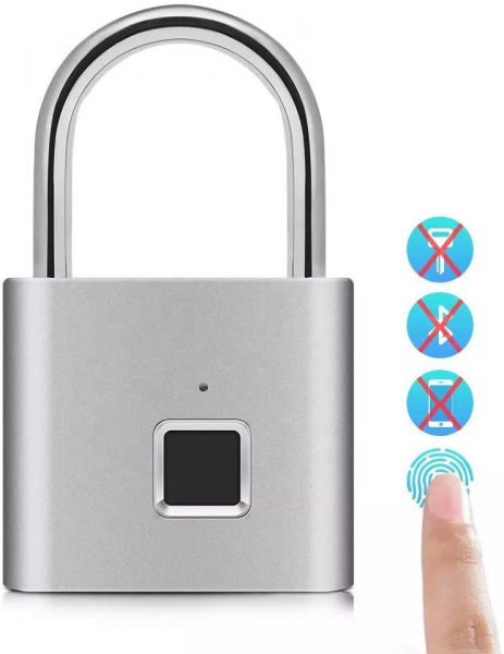 Умный замок Xiaomi Noc Loc Smart Fingerprint Padlock работающий по отпечатку пальца, серебряный фото 1