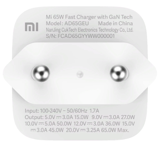 СЗУ адаптер Xiaomi Mi 65W Fast Charger with GaN Tech AD65GEU (BHR4499GL), белый фото 4