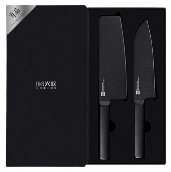Набор кухонных ножей с подставкой Huo Hou Heat 2 ножа, черный фото 4