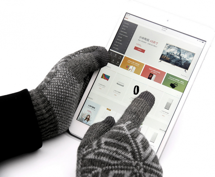 Сенсорные перчатки Xiaomi для экранов телефона Серые фото 2