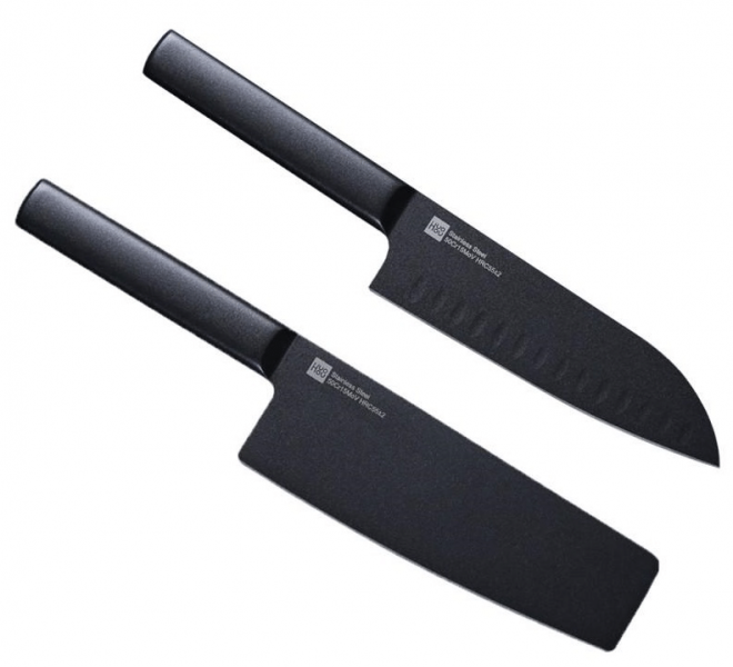 Набор кухонных ножей с подставкой Huo Hou Heat 2 ножа, черный фото 3