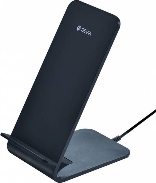Беспроводное зарядное устройство Devia Pioneer Wireless Charging Stand 10W (горизонтальное и вертикальное размещение смартфона),  черный фото 1